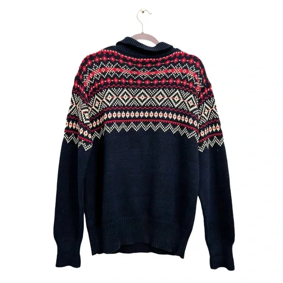 Polo by Ralph Lauren Navy Red Fair Isle Nordic Sweater Mens M Sweaters